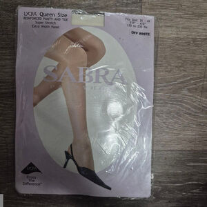 Vtg Sabra Queen Size Queen Wide Super
Stretch Reinforced Pantyhose off white‎